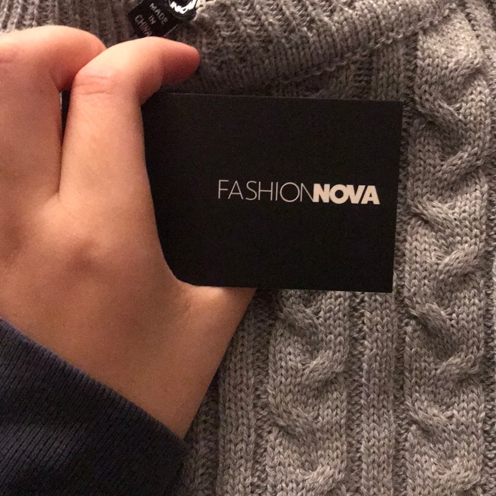 Long sleeve half crop fashion nova sweater